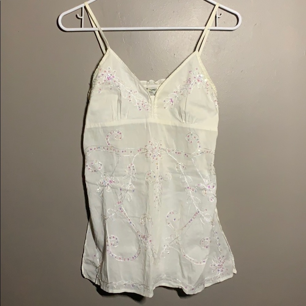 White tank top with sequins detail